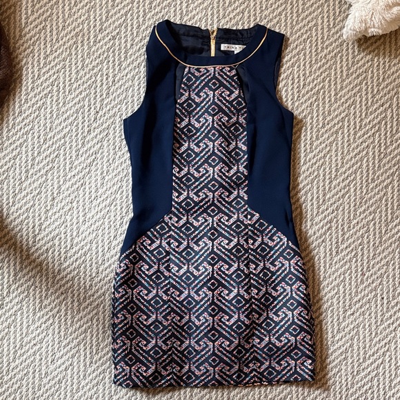 Trina Turk Dresses & Skirts - Trina Turk Navy Mini Dress with Pink Geometric Panel